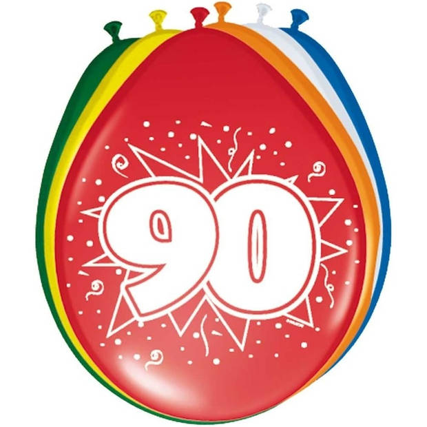 Voordeelset 90 jaar met 2 vlaggenlijnen en ballonnen - Feestpakketten