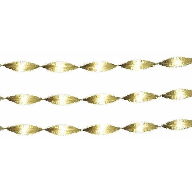 1x Gouden crepepapier slingers 6 meter - Feestslingers