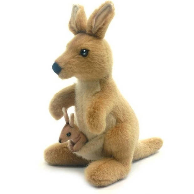Hansa pluche kangoeroe knuffel met baby 20 cm - Knuffeldier