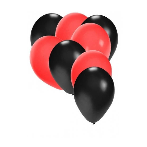 Zwarte en rode ballonnen 30 stuks - Ballonnen