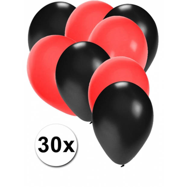 Zwarte en rode ballonnen 30 stuks - Ballonnen
