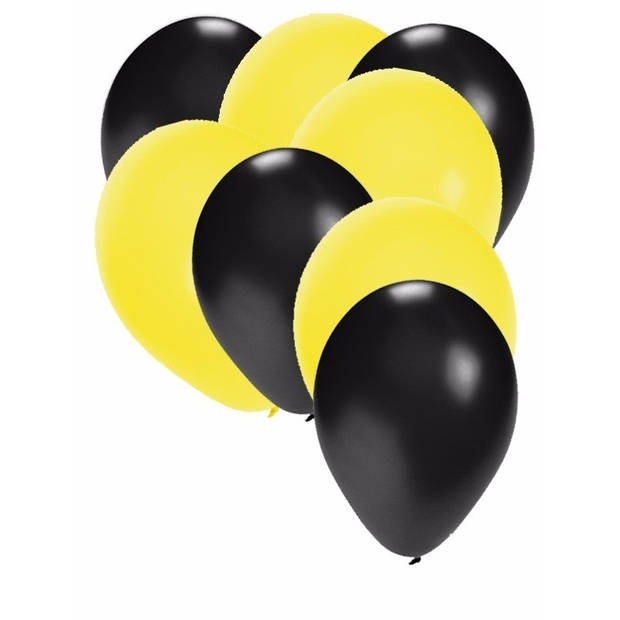 Zwarte en gele ballonnen 30 stuks - Ballonnen