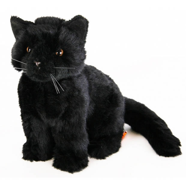 Halloween Pluche zittende knuffel kat zwart 20 cm - Knuffel huisdieren