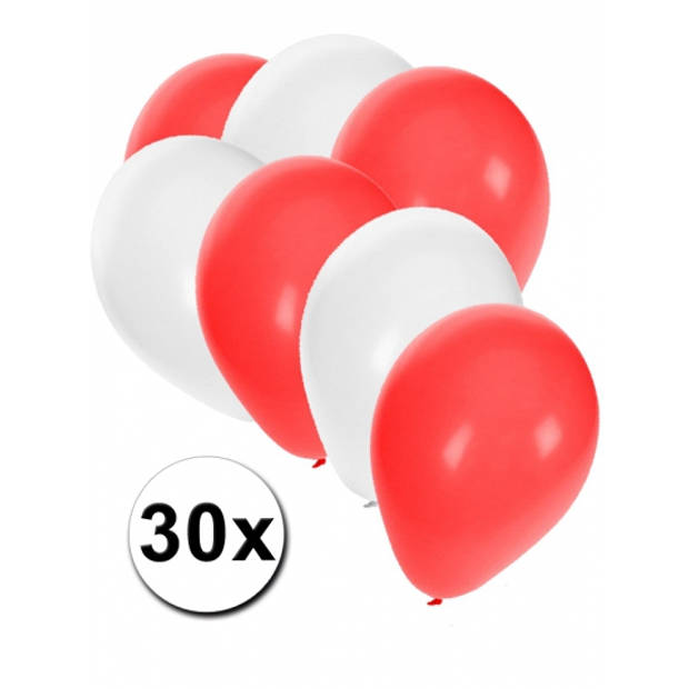 30 stuks witte en rode ballonnen - Ballonnen