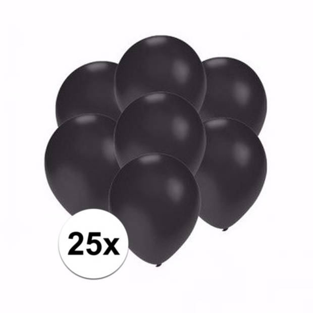 25x Voordelige metallic zwarte ballonnen klein 13 cm - Ballonnen