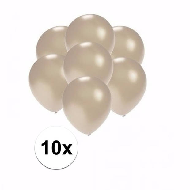 10x stuks kleine metallic zilveren ballonnen 13 cm - Ballonnen