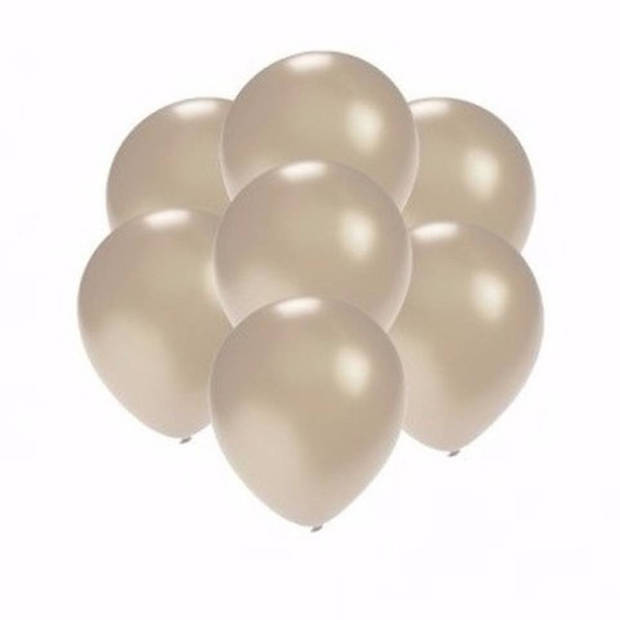 10x stuks kleine metallic zilveren ballonnen 13 cm - Ballonnen