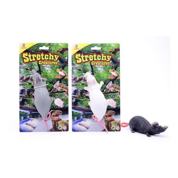 2x stuks john Toy - Speelgoed Halloween decoratie kunststof rat grijs 28 cm - Speelfiguren