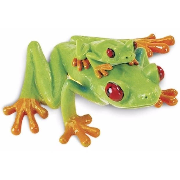 2x stuks plastic speelgoed dieren figuur roodoog boomkikker 7 cm - Speelfiguren