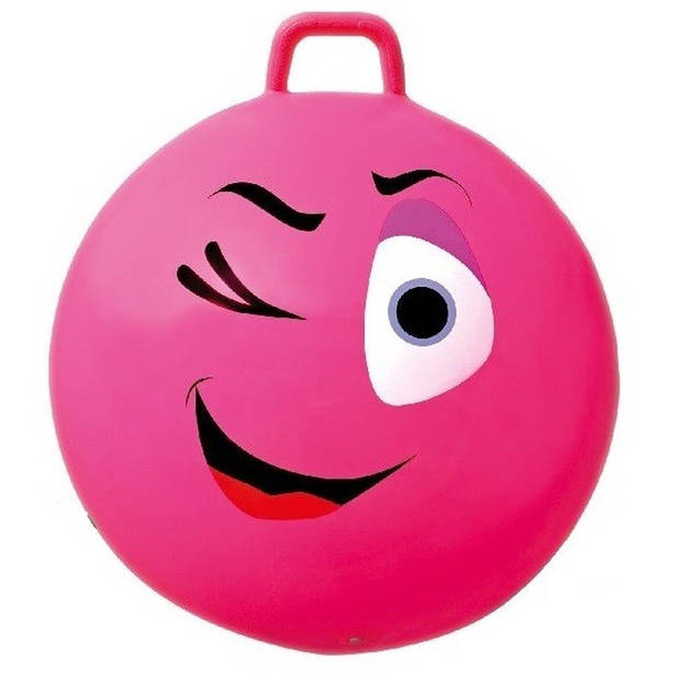Skippybal smiley voor kinderen 65 cm roze - Skippyballen