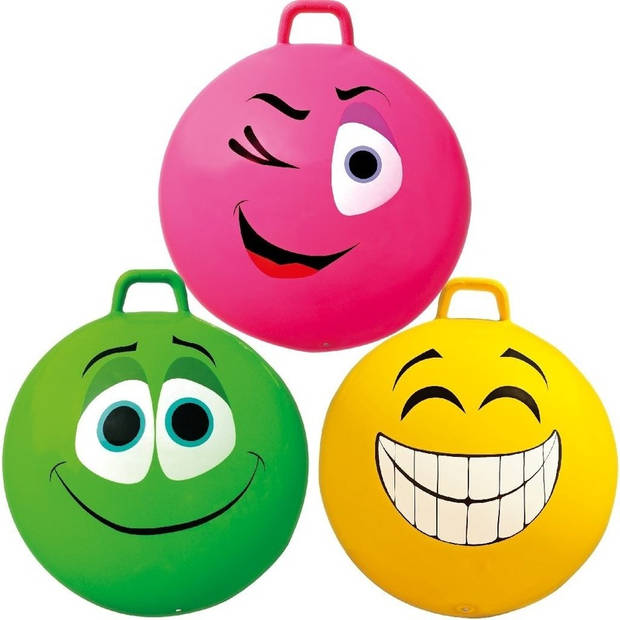 Skippybal smiley voor kinderen 65 cm roze - Skippyballen