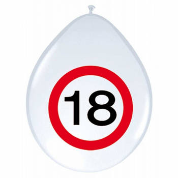 8x stuksBallonnen 18 jaar verkeersbord versiering - Ballonnen