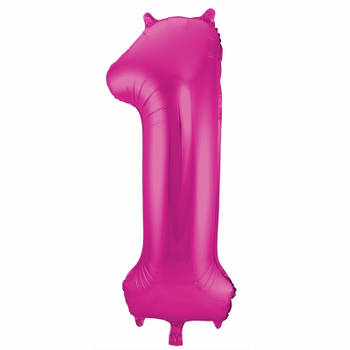 Cijfer 1 ballon roze 86 cm - Ballonnen