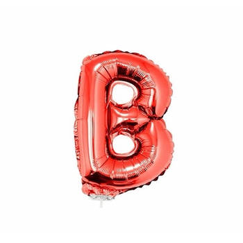 Rode opblaas letter ballon B op stokje 41 cm - Ballonnen