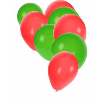 30x Fan ballonnen groen/rood - Ballonnen