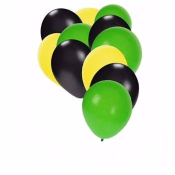 Fan ballonnen geel/zwart/groen 30 stuks - Ballonnen