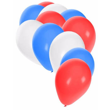 Fan ballonnen rood/wit/blauw 30 stuks - Ballonnen