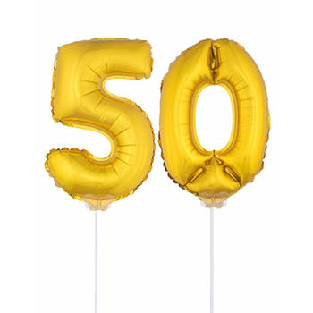 Folie ballonnen cijfer 50 goud 41 cm - Ballonnen