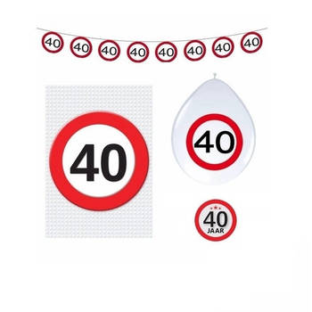 40 jaar verjaardag versiering set basic stopbord - Feestpakketten