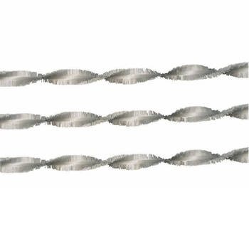 3x Zilveren crepe slingers 6 meter - Feestslingers