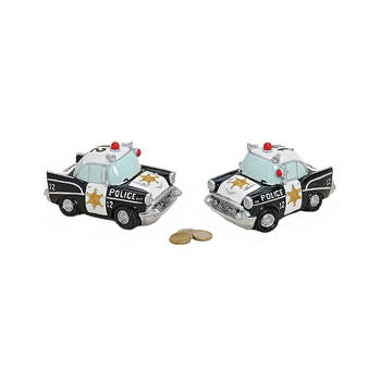 Politie wagen/auto spaarpot - kinderen - keramiek - 17 x 10 x 9 cm - Spaarpotten