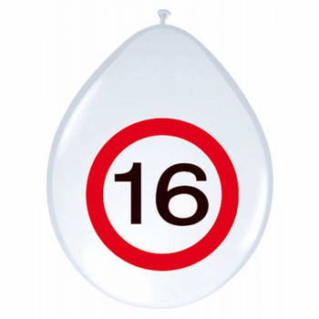 24x Ballonnen stopbord 16 jaar - Ballonnen