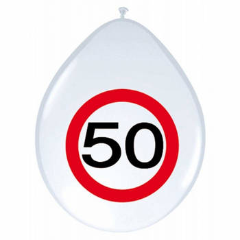 16x stuks Ballonnen stopbord 50 jaar - Ballonnen