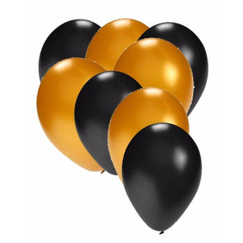 Zwarte en gouden ballonnen 30 stuks - Ballonnen