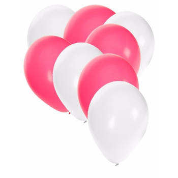 Witte en roze ballonnen 30 stuks - Ballonnen