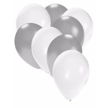 Witte en zilvere ballonnen 30 stuks - Ballonnen