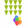 3 lime groene vlaggenlijnen groot incl ballonnen - Vlaggenlijnen