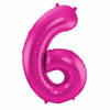 Cijfer 6 ballon roze 86 cm - Ballonnen