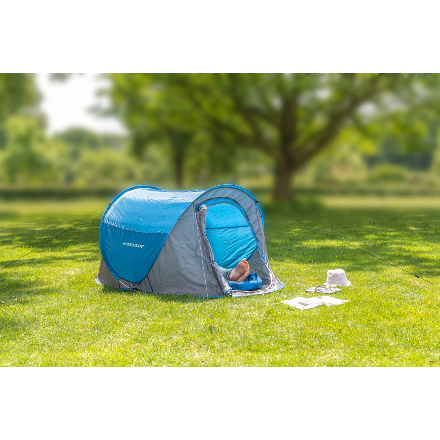 Dunlop pop-up-tent - 2 personen - met hor in handige opbergtas met hengsel | Blokker