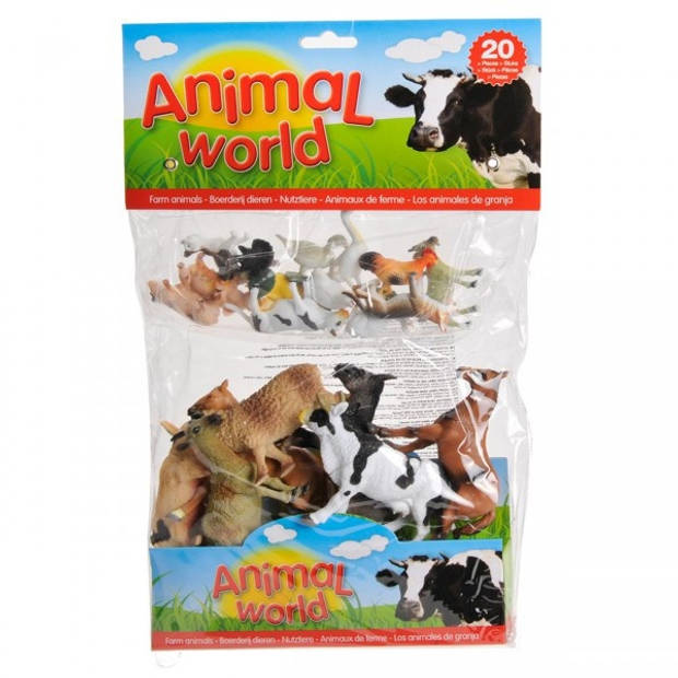 Johntoy Animal World boerderijdieren 20 stuks
