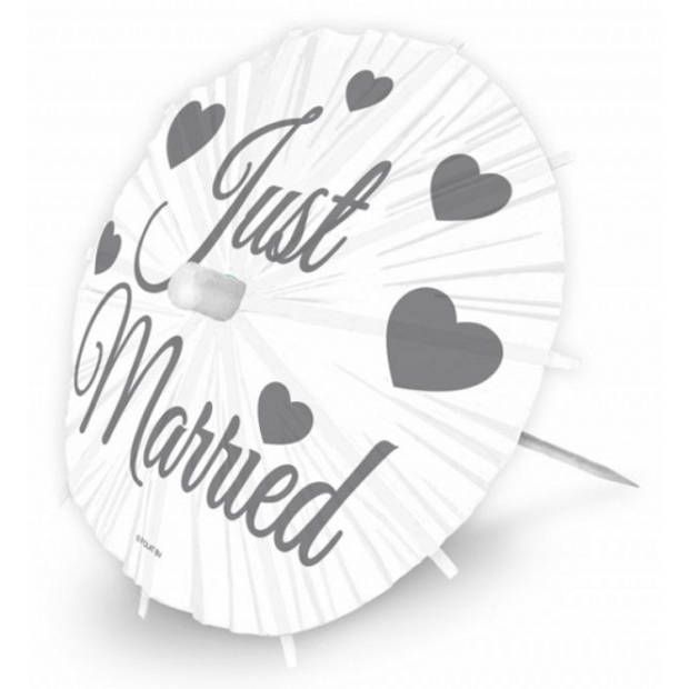8x stuks bruiloft thema parasols prikkers 20 cm - Cocktailprikkers