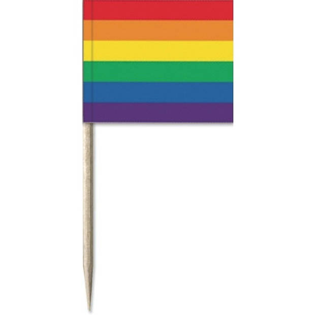 Cocktailprikkers - regenboog/pride vlag - 50 stuks - 8 cm - vlaggetje decoratie - Cocktailprikkers