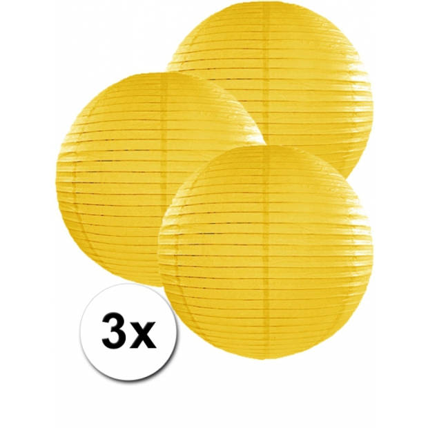 Gele lampionnen 35 cm 3 stuks - Feestlampionnen