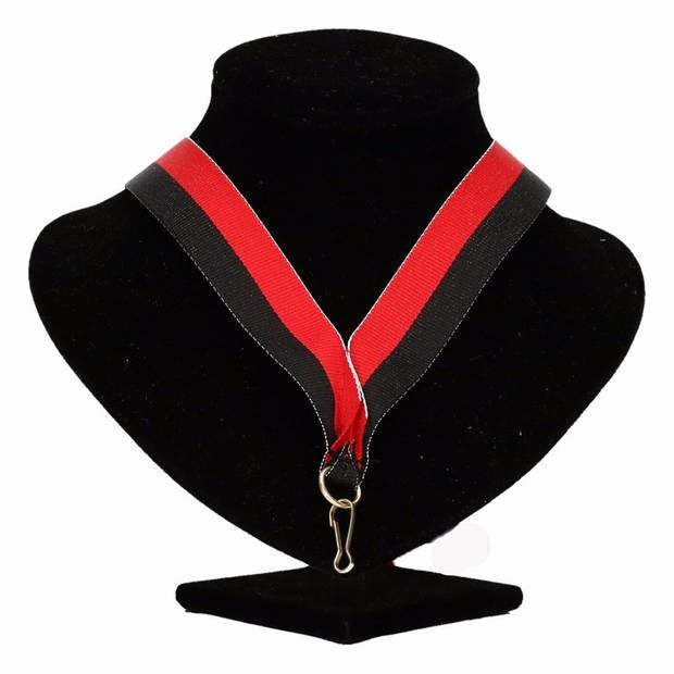 Medaille lint zwart/rood - Verkleedattributen