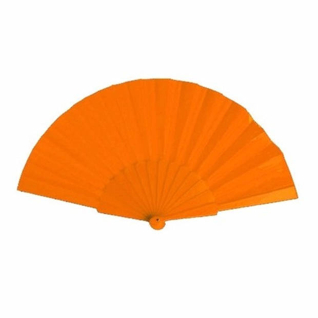 Zomerse waaier oranje 23 cm - Verkleedattributen