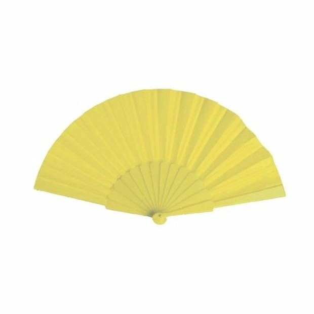 Zomerse waaier geel 23 cm - Verkleedattributen