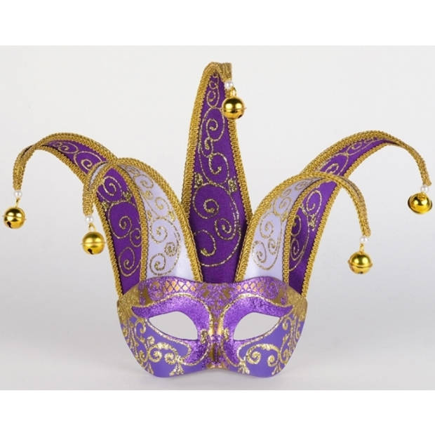 Venetiaans masker paars met lila - Verkleedmaskers