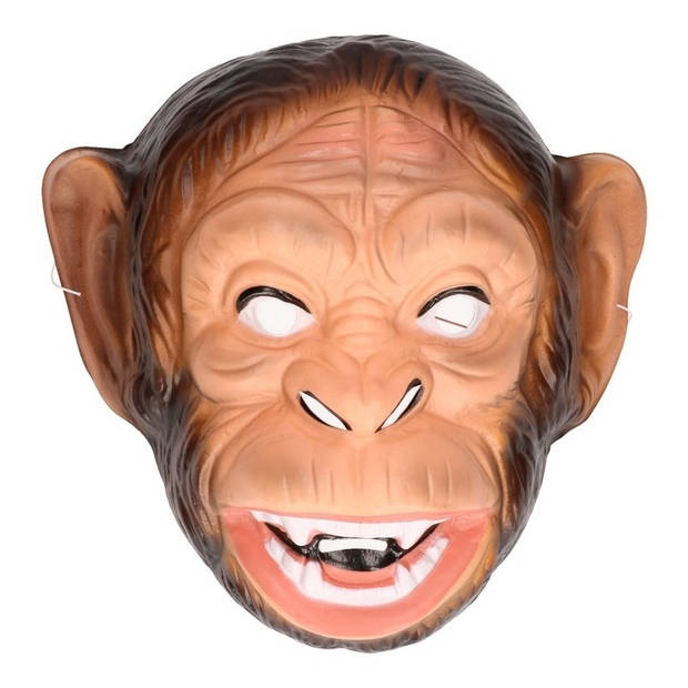 Plastic apen dieren verkleed masker voor volwassenen - Verkleedmaskers
