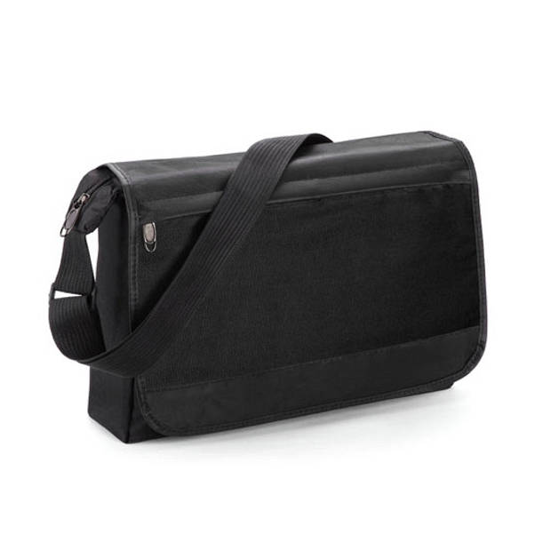 Zwarte schoudertas met voorvak - Aktetassen