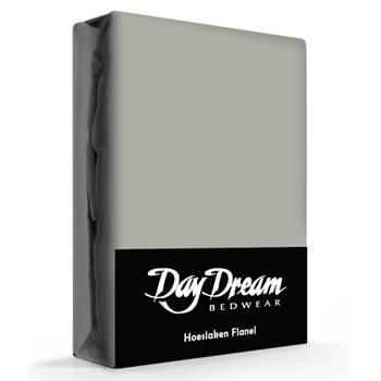 Flanellen Hoeslaken Grijs Day Dream-160 x 200 cm