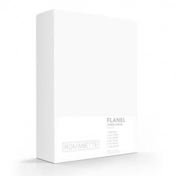 Flanellen Hoeslaken Wit Romanette-200 x 220 cm