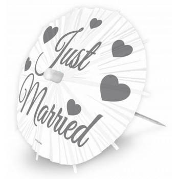 8x stuks bruiloft thema parasols prikkers 20 cm - Cocktailprikkers