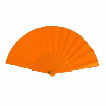 Zomerse waaier oranje 23 cm - Verkleedattributen