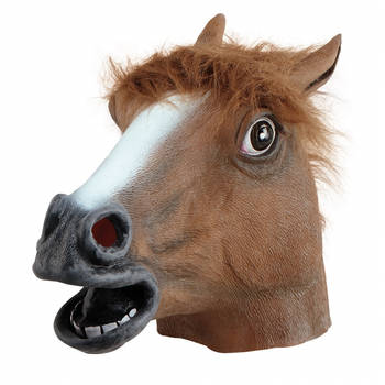 Paarden masker bruin van rubber - Verkleedmaskers