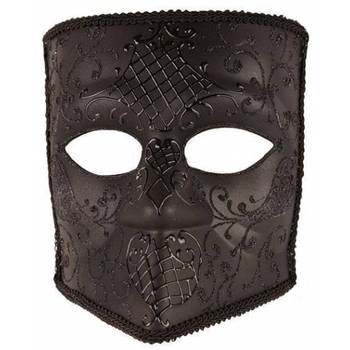 Italiaans heren masker Bauta zwart - Verkleedmaskers