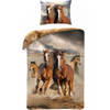 Paarden - dekbedovertrek - eenpersoons - 140 x 200 cm - multi